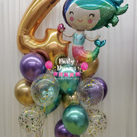 Pretty Mermaid ~ Jumbo Number Birthday Balloon Bouquet Set #JM81