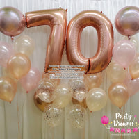 Fabulous Birthday ~ Rose Gold Jumbo Number Birthday Balloon Bouquet Set #105