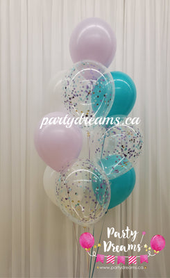 Lilac & Teal Mix ~ 10 Standard & Confetti Latex Balloon Bouquet #CF10