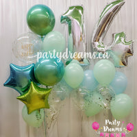 Ombre Fun ~ Jumbo Number Birthday Balloon Bouquet Set #204