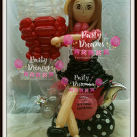 Balloon Sculpture - Party Girl with Giant Glass of Red Wine (Medium) #BP8