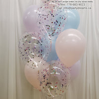 Soft Pastel Mix ~ 10 Standard & Confetti Latex Balloon Bouquet #CF12