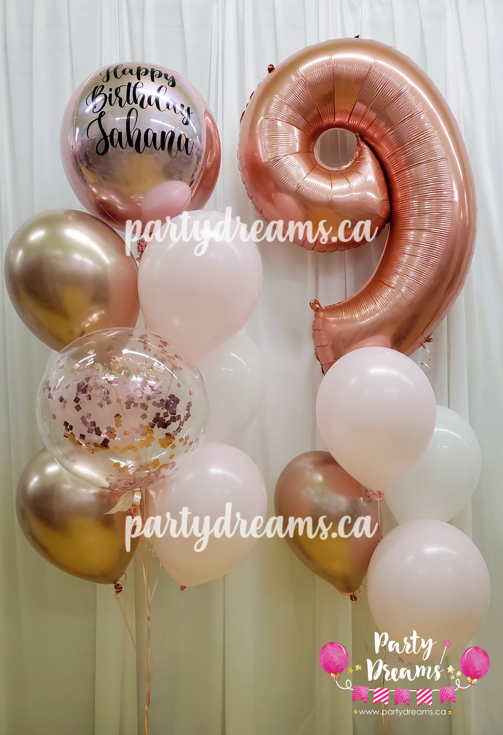 At First Blush ~ Jumbo Number & Bespoke Orbz Balloon Bouquet Set #244