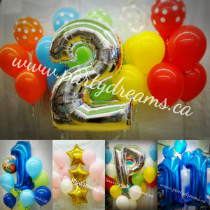 Helium Balloon Bouquets with Giant Number!