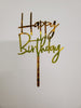 Gold Happy Birthday Cake Topper