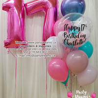 Bright Pink Luxe ~ Jumbo Number & Bespoke Bubble Balloon Bouquet Set #337