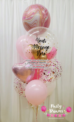 Pink & Gold Marble Party! ~ Bespoke Bubble Balloon Bouquet #346