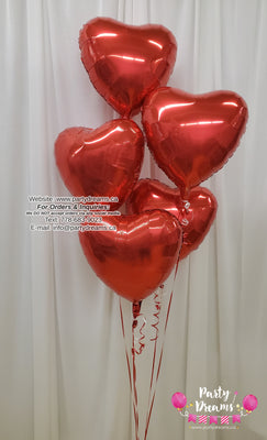 5 - Foil Heart Balloon Bouquet