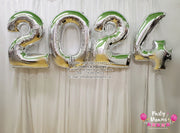 "2024" Silver 40" Jumbo Number Foil Balloon Set #GB5-B