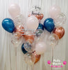 Romantic Navy Rose ~ Bespoke Bubble Balloon Bouquet Set #406