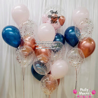 Romantic Navy Rose ~ Bespoke Bubble Balloon Bouquet Set #406