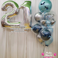 Moonlit Elegance ~ Jumbo Number & Bespoke Bubble Balloon Bouquet Set #518