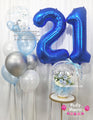 Bleu Éclat Symphony ~ Bespoke Flower Balloon Bouquet Set #803