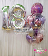 Moonlit Amethyst ~ Number & Bespoke Bubble Balloon Bouquet Set #600