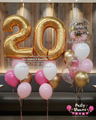 Pink Glow ~ Number & Bespoke Bubble Balloon Bouquet Set #127