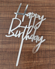 Silver Happy Birthday Cake Topper