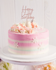 Pink Rose Gold Happy Birthday Cake Topper