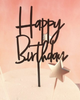 Black Happy Birthday Cake Topper