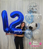 Blue Victory ~ Number & Bespoke Bubble Balloon Bouquet Set #688