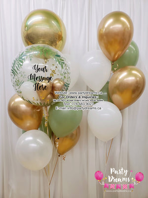 Sage Elegance ~ Bespoke Bubble Balloon Bouquet #386