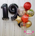 Imperial Noir ~ Number & Bespoke Orbz Balloon Bouquet Set #648