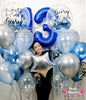 Blue Lumina ~ Number & Bespoke Bubble Balloon Bouquet Set #661