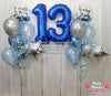 Blue Lumina ~ Number & Bespoke Bubble Balloon Bouquet Set #661
