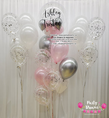 Dreamy Pearl Promise ~ Bespoke Bubble Balloon Bouquet Set #402