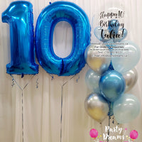 Pretty In Blue ~ Jumbo Number & Bespoke Bubble Balloon Bouquet Set #263