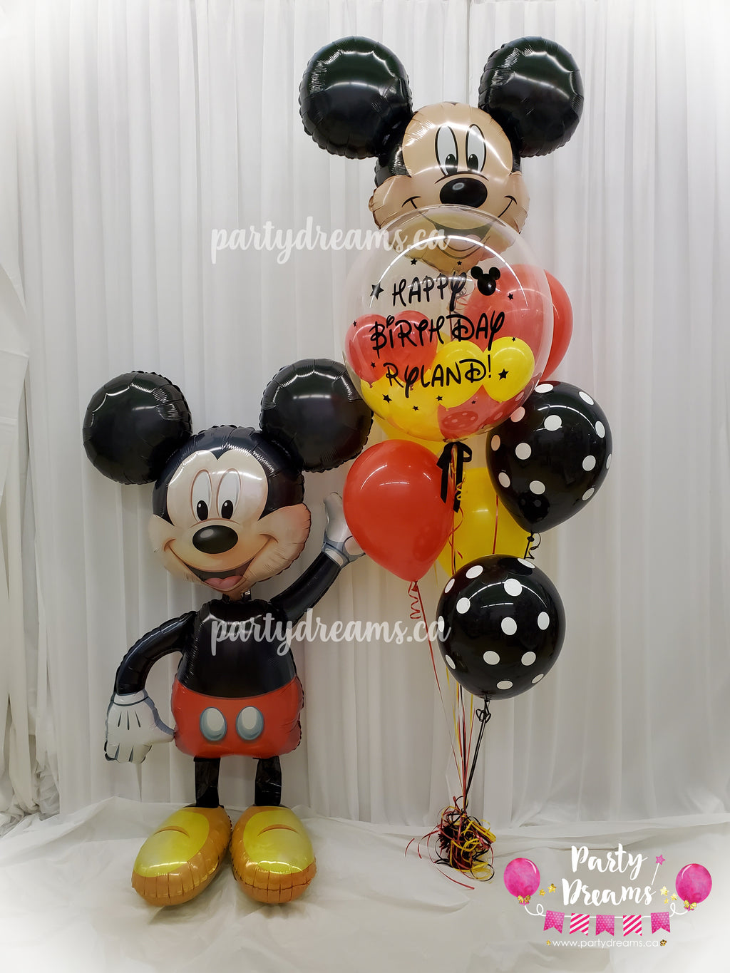 Mickey Mouse Lover - Airwalker & Bespoke Bubble Birthday Balloon Bouquet Set #35