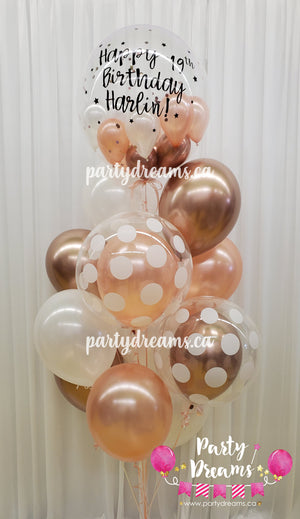 Rose Gold Dynasty ~ Bespoke Bubble Balloon Bouquet #BA05