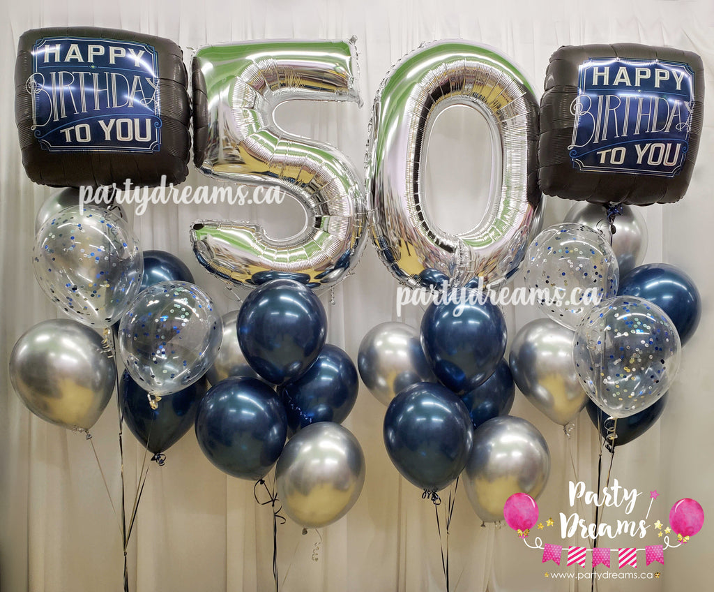Midnight Blue ~ Jumbo Number Birthday Balloon Bouquet Set #138