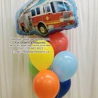 Fire Truck Party! ~ Birthday Balloon Bouquet #232