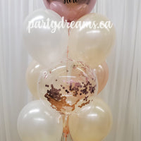 Bespoke Rose Gold Confetti Bubble Balloon Bouquet #CH22