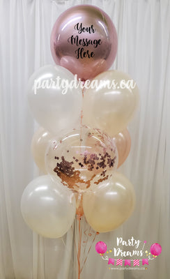 Bespoke Rose Gold Confetti Bubble Balloon Bouquet #CH22