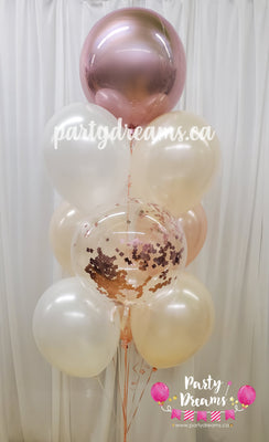 Rose Gold Confetti Bubble Balloon Bouquet #CH18