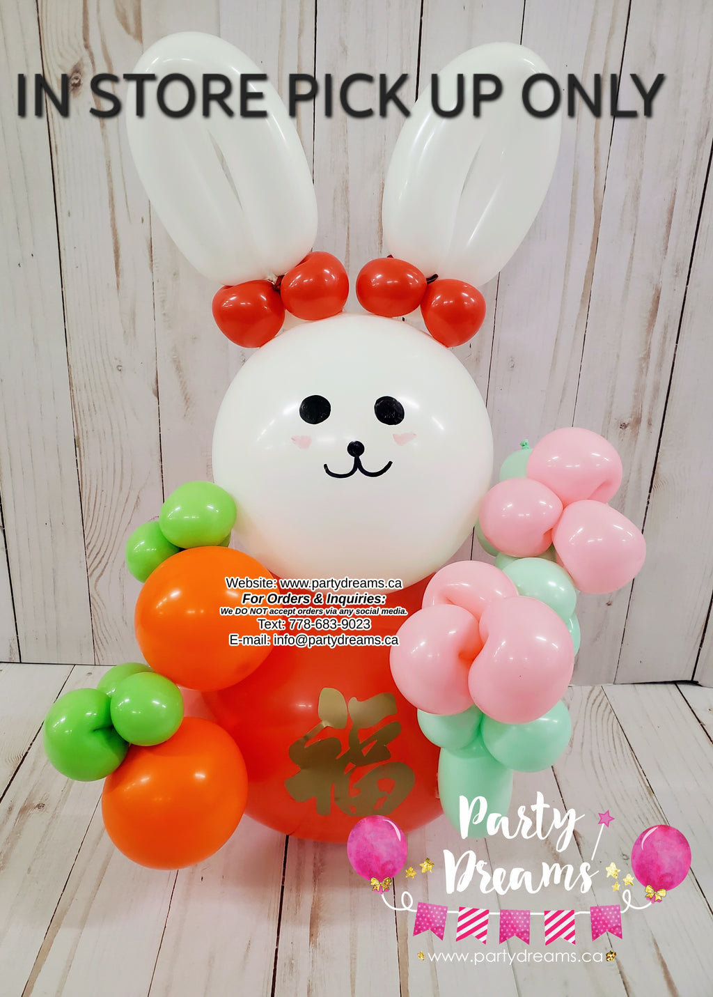 Air-Filled Handmade LUCKY RABBIT Balloon Centerpiece