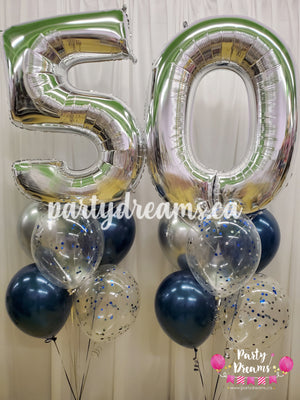 Sapphire Sparkle ~ Jumbo Number Birthday Balloon Bouquet Set #128