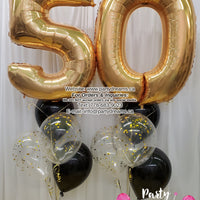 Stay Awesome! ~ Gold Jumbo Number & Confetti Balloon Bouquet Set #285