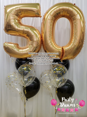 Stay Awesome! ~ Gold Jumbo Number & Confetti Balloon Bouquet Set #285