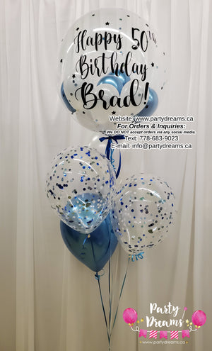 Simply Blue & White ~ Bespoke Bubble Birthday Balloon Bouquet #270