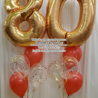 Love & Joy ~ Gold Jumbo Number & Confetti Balloon Bouquet Set #282