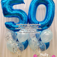 Blue Lover ~ Jumbo Number Birthday Balloon Bouquet Set #207
