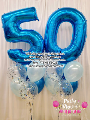 Blue Lover ~ Jumbo Number Birthday Balloon Bouquet Set #207