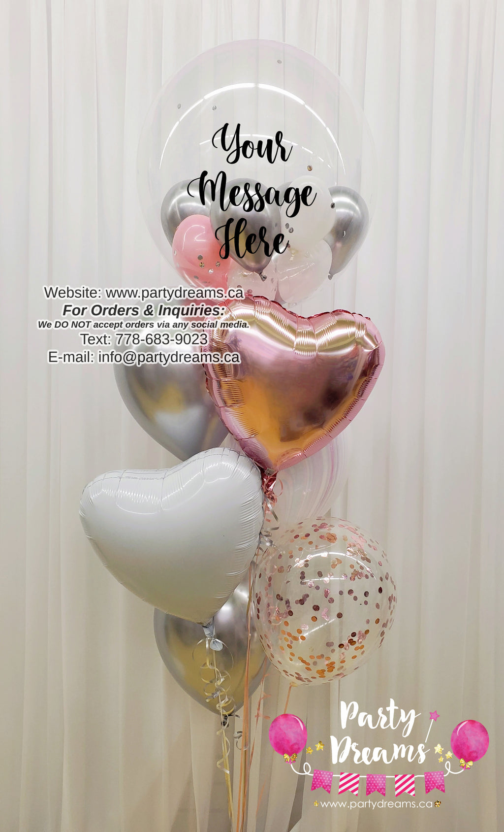 Silver & White Delight ~ Bespoke Bubble Balloon Bouquet #323