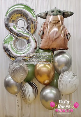 Baby Yoda Party ~ Jumbo Number Birthday Balloon Bouquet Set #259