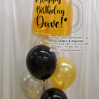 Beer Mug Cheers! ~ Bespoke Vinyl Message Birthday Balloon Bouquet #GBB85