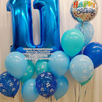 All Blue Please! ~ Jumbo Number Birthday Balloon Bouquet Set #277