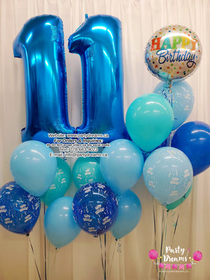 All Blue Please! ~ Jumbo Number Birthday Balloon Bouquet Set #277