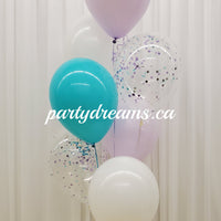 Lilac & Teal Mix ~ 7 Standard & Confetti Latex Balloon Bouquet #CF7